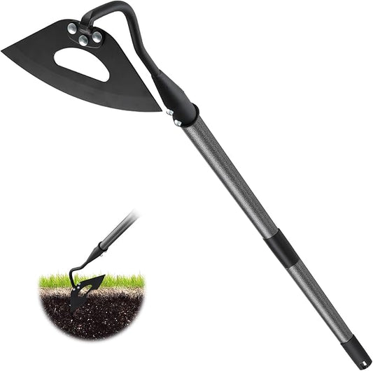 Hardened Hollow Hoe with Long Handle,Heavy Duty Garden Hoes for Weeding Loosening Soil Digging Planting Ridging, Handy Hoe Garden Tool (55")