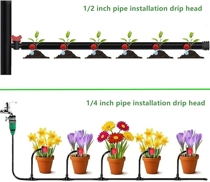 200Pcs 360 Degree Adjustable Irrigation Drippers Sprinklers, 1/4 Inch Emitters Drip for Watering System