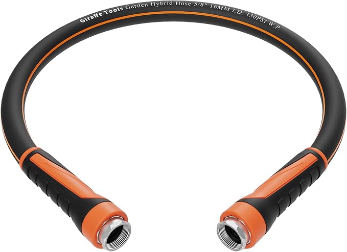 Giraffe Tools Garden Leader Hose 3ft x 5/8", Short Water Hose Heavy Duty, Flexible, Lightweight Hybrid Hose with Swivel Handle, Double Female Fittings, Burst 600 PSI