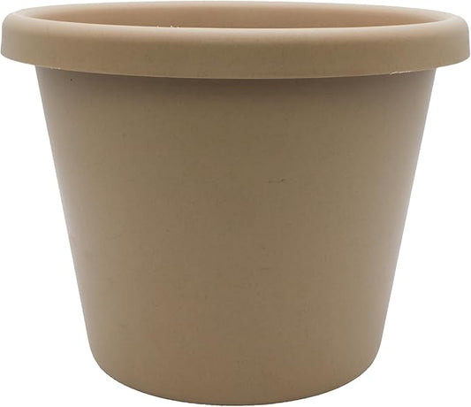 The HC Companies 11.5 Inch Round Classic Planter - Plastic Plant Pot for Indoor Outdoor Plants Flowers Herbs, Sandstone