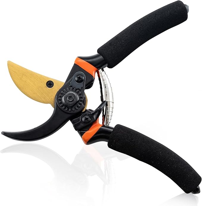 8.5" Pruning Shears,Bypass Pruning Shears for Gardening,Super Sharp Garden Clippers,Soft Grip Heavy Duty Hand Pruner,Garden Scissors Tool(Black，Made in Taiwan)