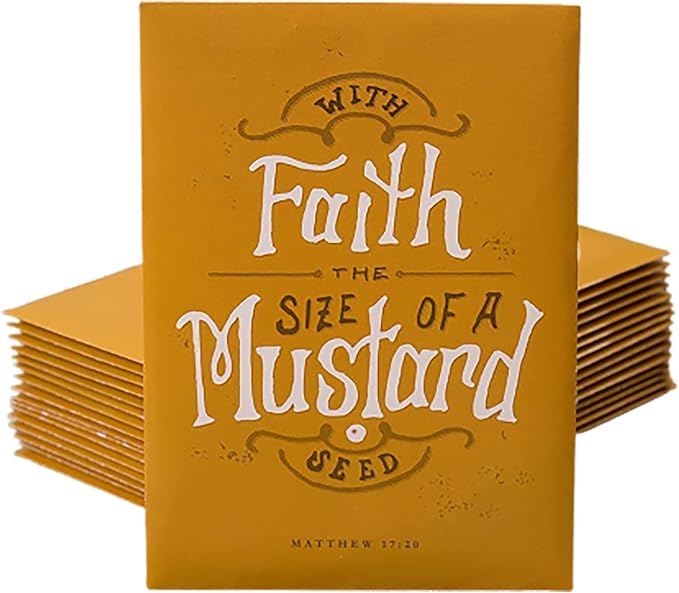 Bentley Seeds with Faith Pre Filled Giant Curled India Seed Packets - 25 Individual Mustard Seed Packs - Ideal for Party Favors - Non-GMO - Eco-Friendly Spring to Fall Gift - Outdoor Garden Seeds