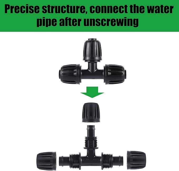 1/2 inch Irrigation Fittings Tee Connectors For (1/2" ID x0.6-0.63" OD) 16mm Drip Tubing Barbed Connectors-10 Pcs/pack