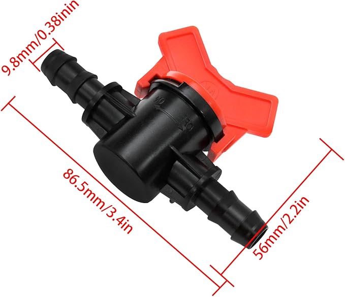 Drip Irrigation Switch Valves 3/8-Inch ID Irrigation Valves Barbed Ball Valves for Garden Drip Aquarium, 5PCS