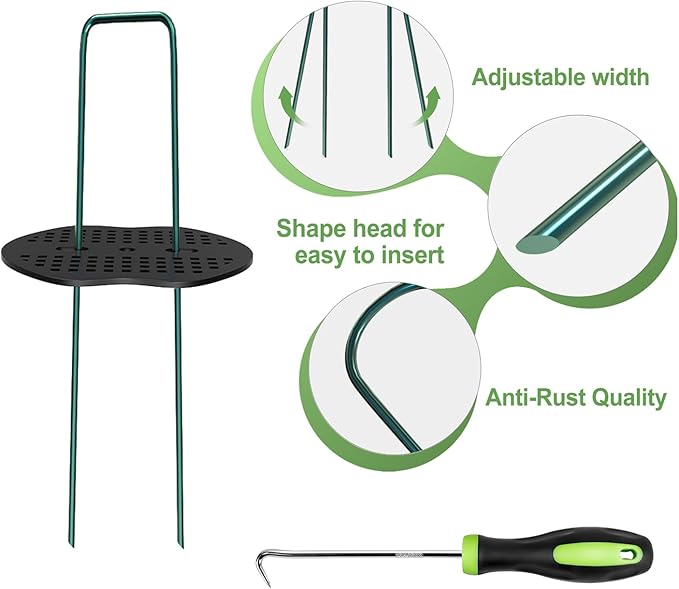 FOTMISHU Landscape Staples 5.7Inch 180Pcs Garden Stakes with 180pcs Gasket, Lawn Pins with Spray Coating Craft,11Gauge Anti-Rust Ground Yard Spikes Anchoring for Outdoor Tents Irrigation Hoses (Green)