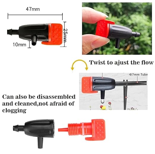 60PCS Drip Emitters for 1/4" Drip Irrigation Tubing,Garden Irrigation Dripper, Irrigation Drip Emitters Adjustable Water Flow Drippers Garden Succulent Watering Dripper Sprinkler for (4-7mm) Hose (60)