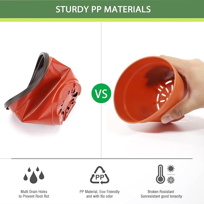 24 Pcs 4 Inch Plant Pots with Drainage Holes and Saucers for Indoor Plants, Plastic Small Flower Nursery Pots Seed Starting Pots for Plants Succulent, Terracotta