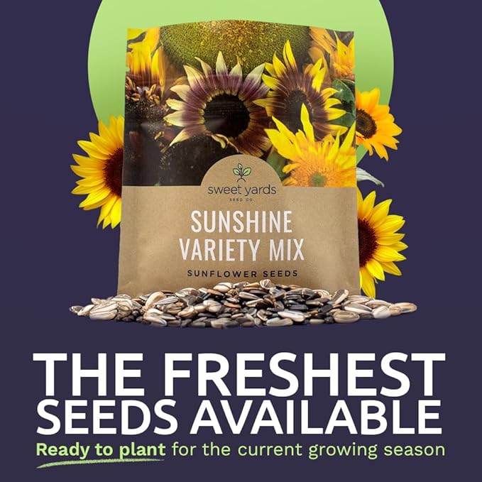 SWEET YARDS Sunflower Variety Mix 10 Types of Beautiful Sunflowers - Bulk 1 Ounce Packet - Open Pollinated Sunflower Seeds