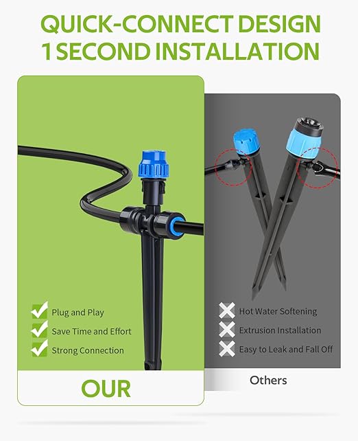 HIRALIY 59FT Greenhouse Mist Drip Irrigation Kit, Hanging Plant Watering, Garden Watering System with 1/4" Blank Tubing and Misting Nozzles, Quick Connector Design Automatic Irrigation System