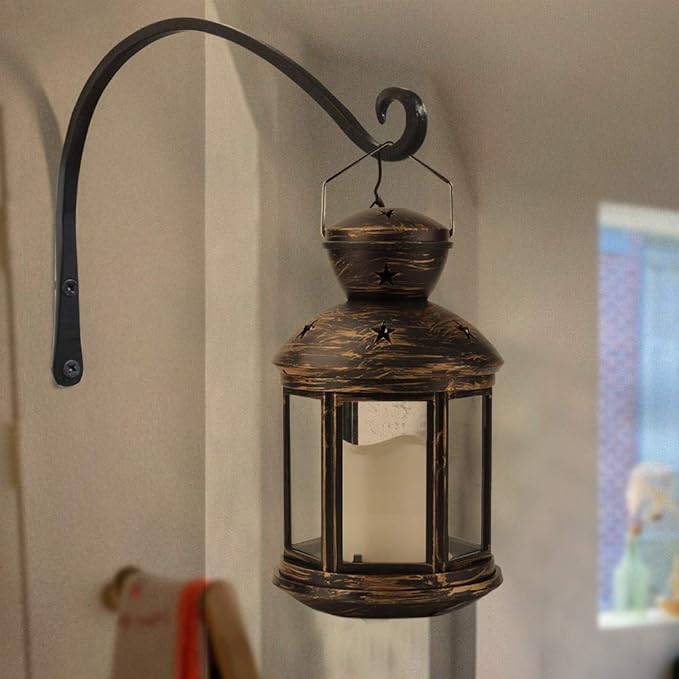 Gtongoko 2 Pack 14 Inch Plant Hangers Outdoor Metal Hanging Plant Bracket Bird Feeder Plant Hooks for Hanging Flower Basket, Wind Chimes, Solar Lanterns, Black