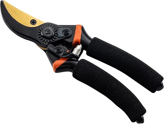 8.5" Pruning Shears,Bypass Pruning Shears for Gardening,Super Sharp Garden Clippers,Soft Grip Heavy Duty Hand Pruner,Garden Scissors Tool(Black，Made in Taiwan)