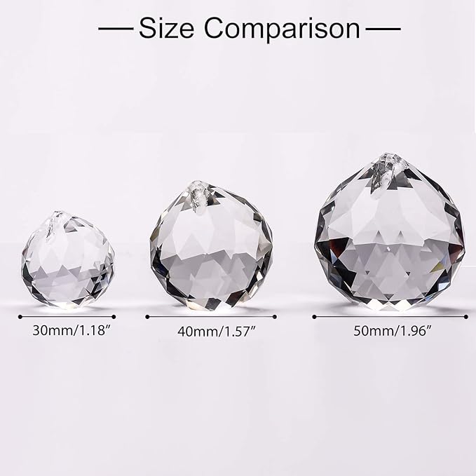 MerryNine 6 Pcs Clear Crystal Ball Prism Sun Shine Catcher Rainbow Pendants Maker, Hanging Crystals Prisms for Windows, for Feng Shui (30mm/40mm/50mm 6Pack)