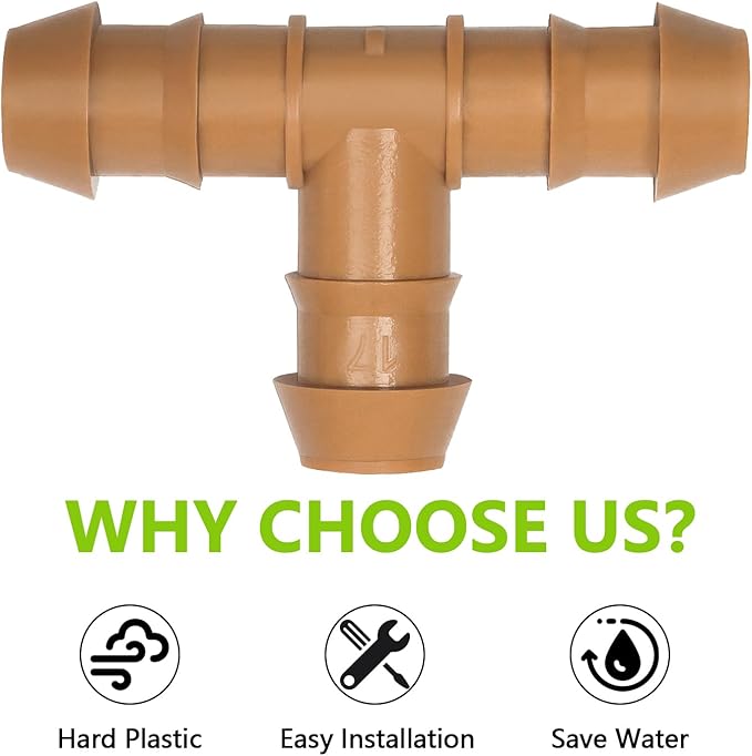 26 Pieces Drip Irrigation Fittings Tee Connectors for 1/2" Tubing, Barbed T 3 Way Connectors for 1/2 Inch Irrigation Tubing Drip Line Tees for Drip Sprinkler Garden Lawn Systems