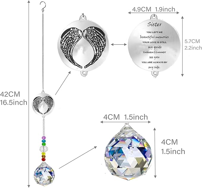 Memorial Gifts Crystal Suncatcher,Unique Sympathy Gifts for Loss of Loved One,Rainbow Maker Bereavement Gifts Box for Loss of Father Mom Dad Son Daughter Husband Brother Grandmother (Sister)