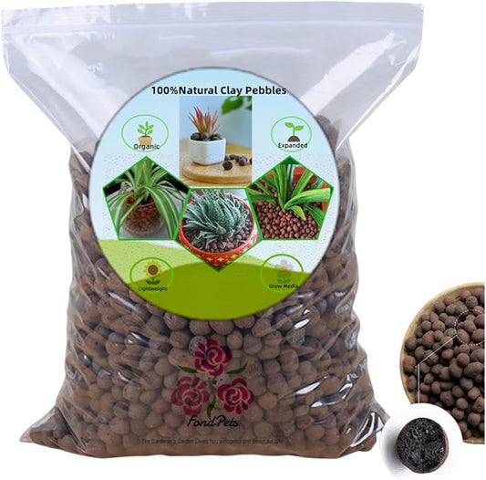 10LBS Expanded Original Clay Pebbles Hydroponics Gardening Leca Clay Grow Media for Orchids,Aquaponics, Aquarium Fish Tank Substrate,8-14mm