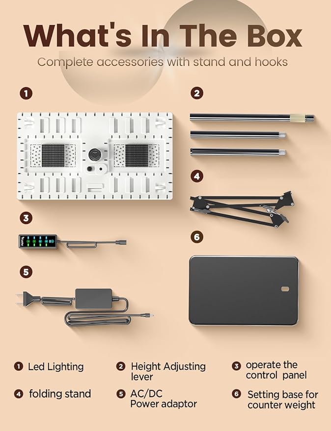 Plant Grow Light, [Smart APP & Expansive 2x2 Ft Coverage] Genuine 48W Output LED Full Spectrum for Indoor Plants, 8-Level Brightness, Supports Hanging & Standing, 270° Folding, 360° Rotation