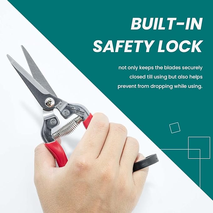 Gardeness Pruning Shear Straight Pruning Snip 2PCS Stainless Steel Florist Scissors, Multi-Tasking Precision Hand Pruner Herb Snips Flower Clippers Bonsai Trimmers Ergonomic Handle Garden shear