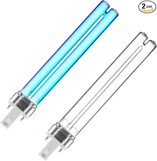 2 Pack 13 Watts UV UVC G23 Base Germicidal Ultraviolet Light Bulb Compatible w/Jebao Pond Sunsun Grech, UV Light for Pond