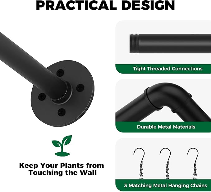 Bamworld Hanging Planters with 3 Hooks for Indoor Plants Plant Hanger Indoor Hanging Plant Holder Window Plant Shelves