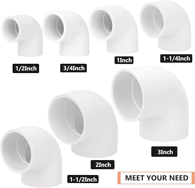 20 Pack 3/4" 90 Degree Elbow Pipe Fittings 2 Way Right Angle PVC Pipe Fitting, Furniture Build Grade SCH40 (Socket x Socket) 3/4" PVC Fitting Connectors for DIY PVC Shelf Garden Support Structure
