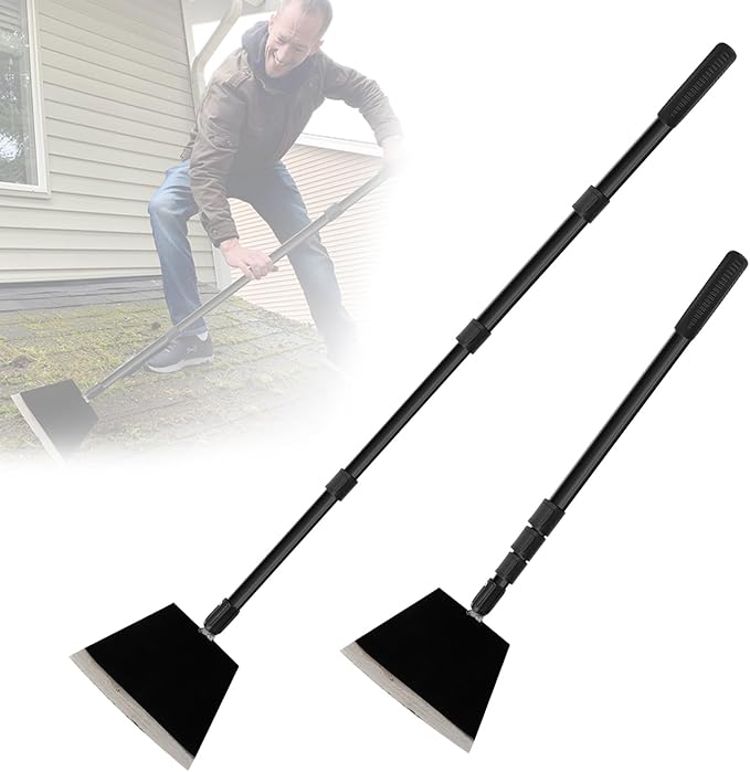 Garden Shovel, Ice Scraper for Cleaning, Snow Flat Shovel with Adjustable Long Handle and Heavy Duty Sharp Blade, Cleaning Weed Remove Tool for Lawn Edging Back Yard Sidewalk Grass