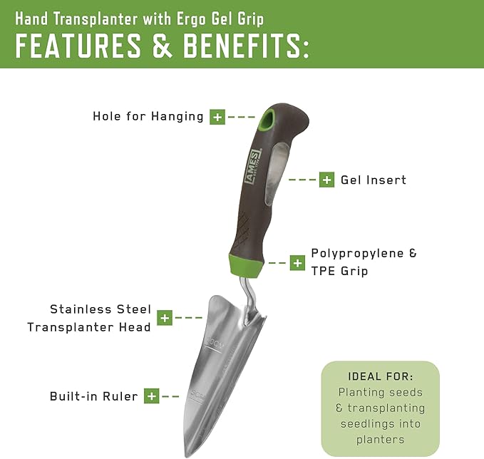 AMES 24450009 3-pc. Ergo Gel Grip Garden Tool Set with Hand Trowel, Transplanter & Cultivator