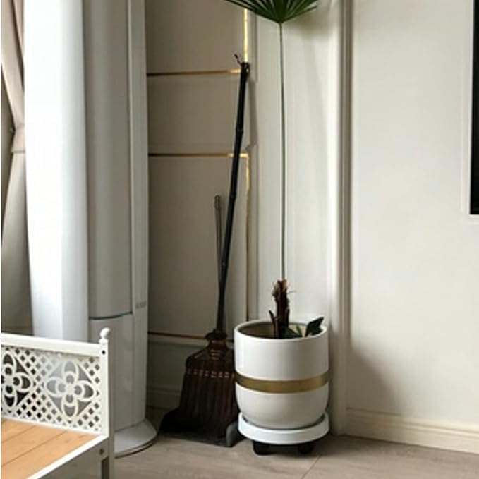 2 Pack of 12.6 Inch Heavy Duty Plant Caddy with Wheels,Rolling Plant Stand Pot Trolley,Wheeled Planter Saucer Tray,Potted Flower Mover Dolly with Casters Round Coaster for Indoor Outdoor