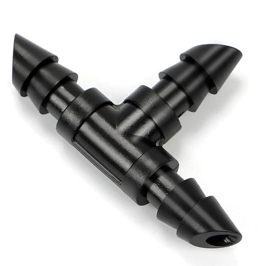60 Pieces 1/4" Drip Irrigation Tee Fittings：1/4'' Drip Line Double Barbed Tee Connectors for 1/4 Inch Irrigation Tubing Quarter Inch 3-Way T Connector for Irrigation System