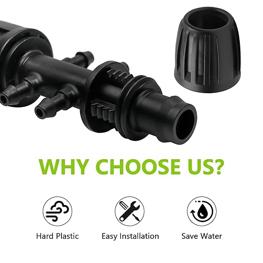 13 Pcs Drip Irrigation Fittings for 1/2 Inch Tubing (1/2" ID x 0.65" OD) to 1/4 Inch Irrigation Tubing, Locked Barbed 1/2" to 1/4" Reducing Tee Connector Drip Line Parts