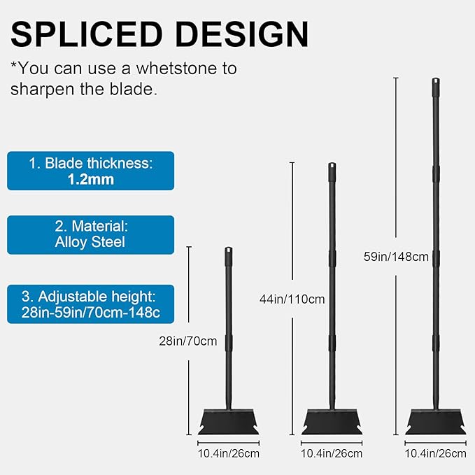Garden Cleaning Shovel, Snow Shovel, Ice Scraper, 59 Inch Adjustable Handle Heavy Duty Garden Shovel Multifunctional Cleaning Shovel, for Lawn Edging, Scraping, Weed and Ice Removal