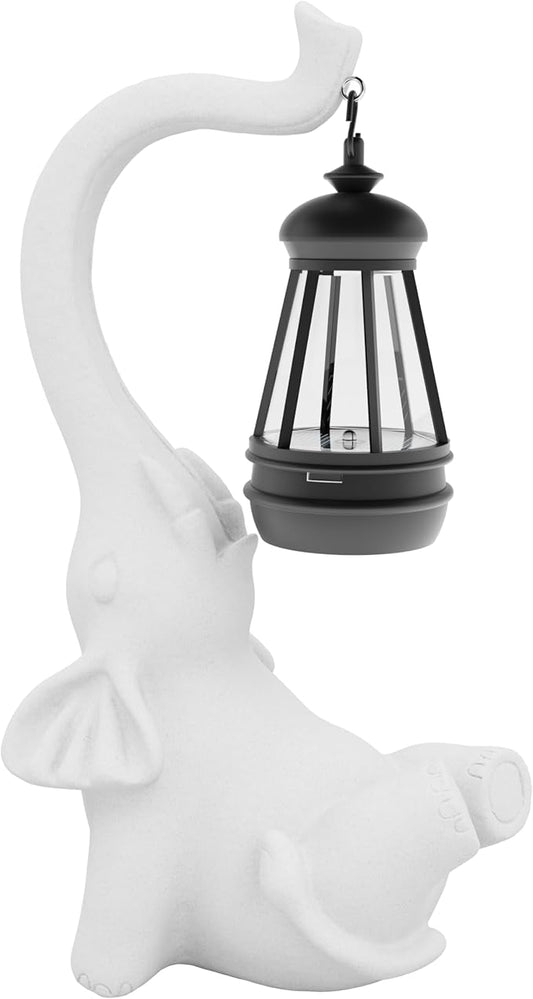 Statue Decoration, Figurine, Lawn Statue, Sculpture Ornament, Animal Figurine - Elephant Resin Statue with Lantern (Face Upward)