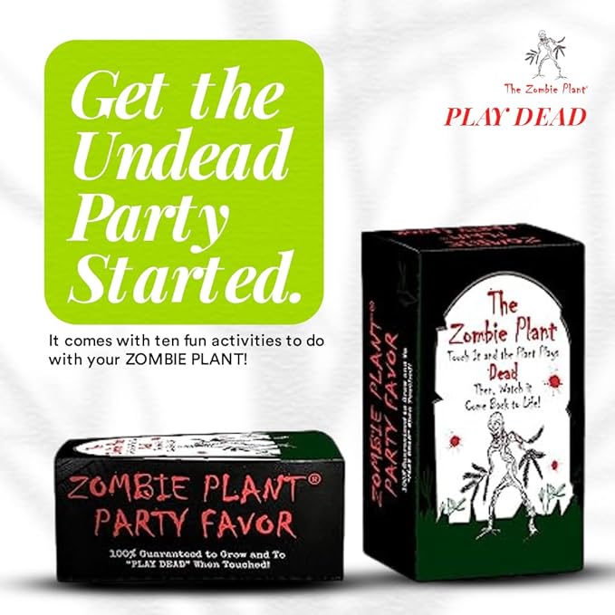 Zombie Plant Party Favors (2) Plays Dead When Touched! Includes Soil, Seeds & Mini Flower Pot. Supplies for Zombie Themed Birthday. Plant it as a Fun Indoor Science Activity