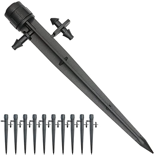 25 Pcs Drip Irrigation Emitters, Adjustable Flow 0-20 GPH Irrigation Drippers with Stake, Full Circle Flow Sprinkler Head, Micro Sprinkler for Garden Patio Lawn Flower Bed