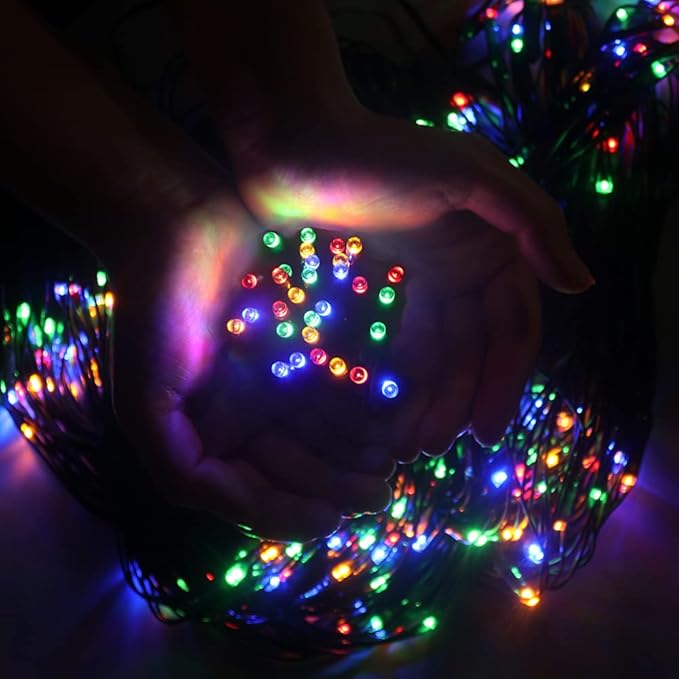 Pooqla Net Lights, 300LED Christmas Outdoor Mesh Light, 14.8x4.9 ft Fairy String 8 Modes Green Wire, Connectable Waterproof Decorative for Bushes Tree Garden Halloween, Colorful