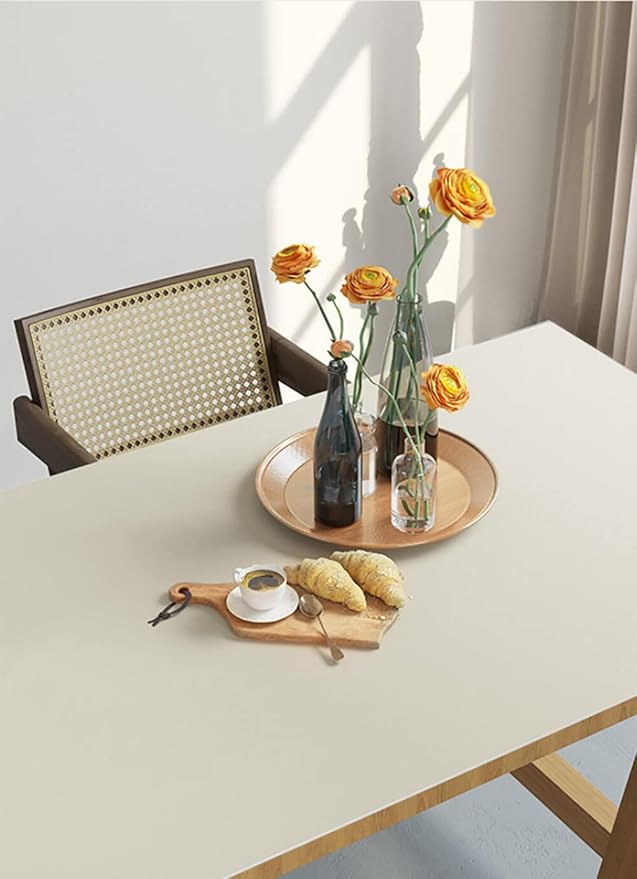 Dimoon 78.7''x15.7'' Cream Skin Peel and Stick Wallpaper Contact Paper Modern Self Adhesive Wall Paper Removable Renter Friendly Textured Solid Color Cabinet Vinyl Roll (78.7''x15.7'',Cream Skin)