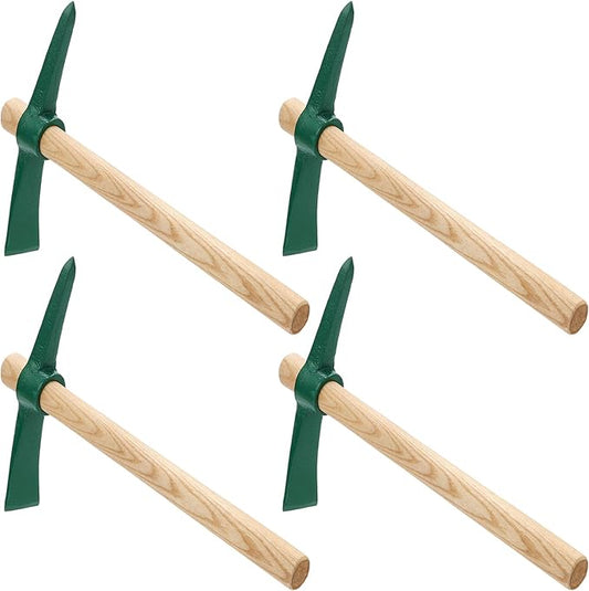 4 PCS 15 Inches Pick Axe, Forged Mattock Tool, Heavy Duty Pick Mattock with Non-Slip Handle for Gardening, Camping, Prospecting