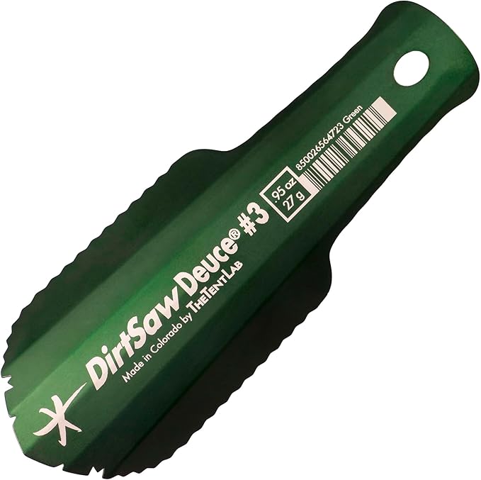 DirtSaw® Deuce #3 - .97 oz Ultralight Backpacking Trowel, Color: madeinUS–Green