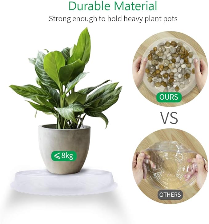 JOYSEUS Plant Saucers - 6 Pack of 14 Inch - Durable Plastic Plant Tray for Flower Pots, Clear Plant Saucer for Indoor Plants Pots & Outdoor Plants (6 Pack)