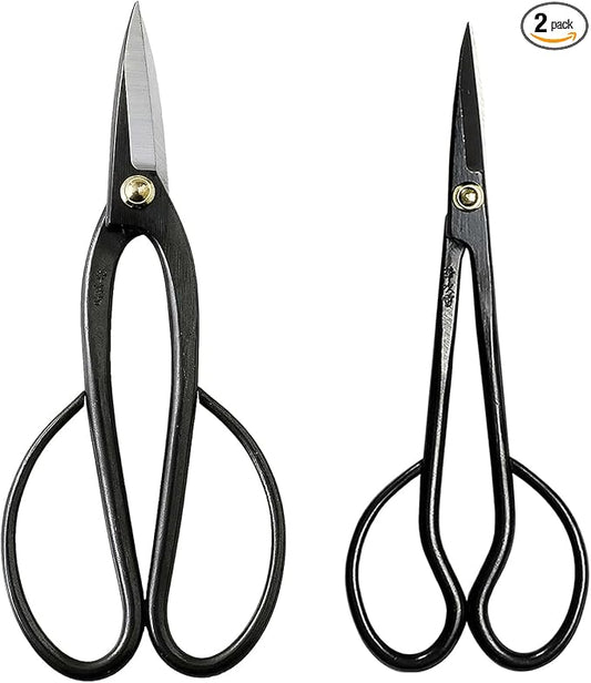 Wazakura Bonsai Pruning Scissors Tool Set Made in Japan, Japanese Trimming Shears Starter Kit - Ashinaga Bonsai Scissors and Satsuki Trimming Scissors Pack (Ashinaga + Satsuki Bonsai Scissors)