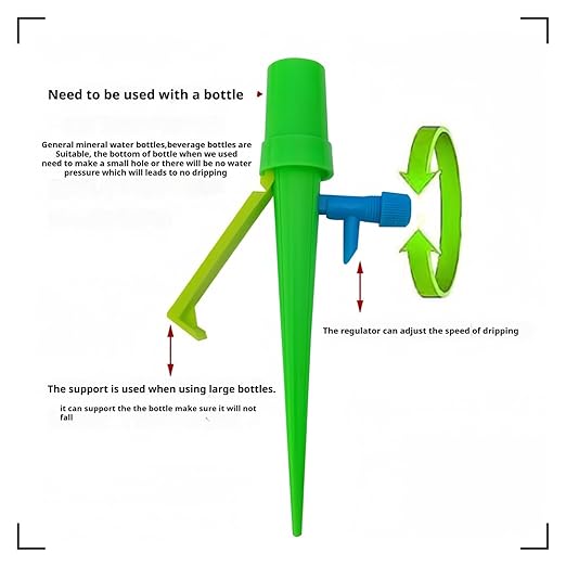 14Pcs Upgrade Plant Self Watering Spikes,Potted Plant Drip Irrigation Slow Automatic Release,Adjustable Watering System Devices with Control Valve Switch for Outdoor Indoor Plants (7 Green + 7Orange)