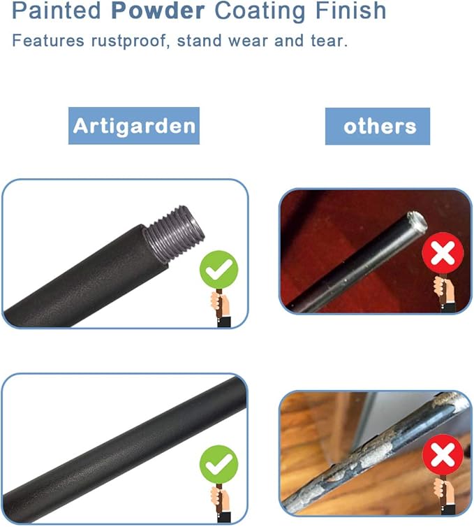 92 Inch Outdoor Shepherd Hooks with 5 Pronger Base (2 Packs), Adjustable Heavy Duty Garden Hanging Stand Holder for Bird Feeders Lanterns Planter Hanger, Matte Black