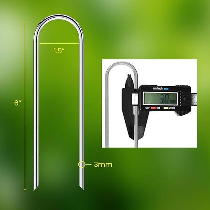 Galvanized Landscape Staples Plant Cover Stakes 6 Inch 11 Gauge Anti-Rust Garden Stakes Landscaping Fabric Pins Yard Stakes for Christmas Decoration Weed Barrier Fabric, Metal Stakes (20pcs)