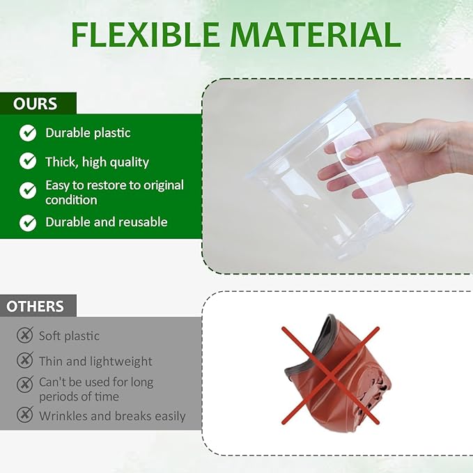 36 Packs Clear Nursery Pots for Plants, 3/3.5/4/5/6/7 Inch Plastic Pots for Plants with Drainage Holes, Variety Pack Nursery Pots for Plants, Flower, Herb, Bonsai, Succulent