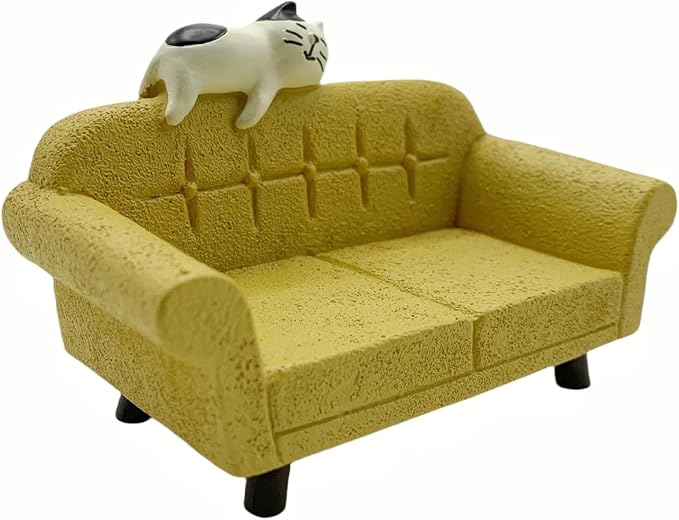 Miniature Figurines Set - Cute Frog & Cat with Mini Sofa, Tiny Desk Decor Accessories for Home Office Bedroom Shelf Table Garden Decoration