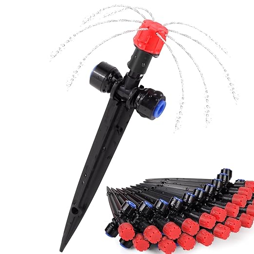 21PCS Adjustable Drip Irrigation Emitters(8-Hole) Kit-Quick Connect for 1/4" Tubing,Dual Adjustment System-Easy to Install Drippers for Precise Garden Watering of Vegetables,Shrubs&Flowers