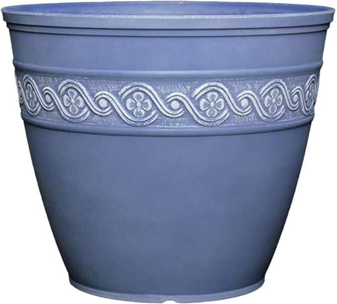 Classic Home and Garden Corinthian Resin Flower Pot Planter, Slate, 10"