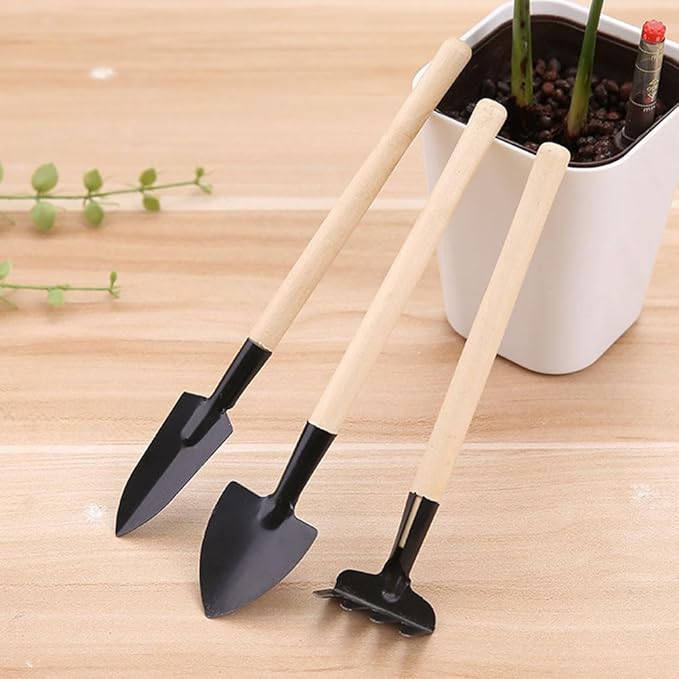 GANAZONO 8 Sets Mini Gardening Tools Portable Garden Hand Tools Set Miniature Gardening Rake Trowel and Shovel for Bonsai Succulents Herbs Planting