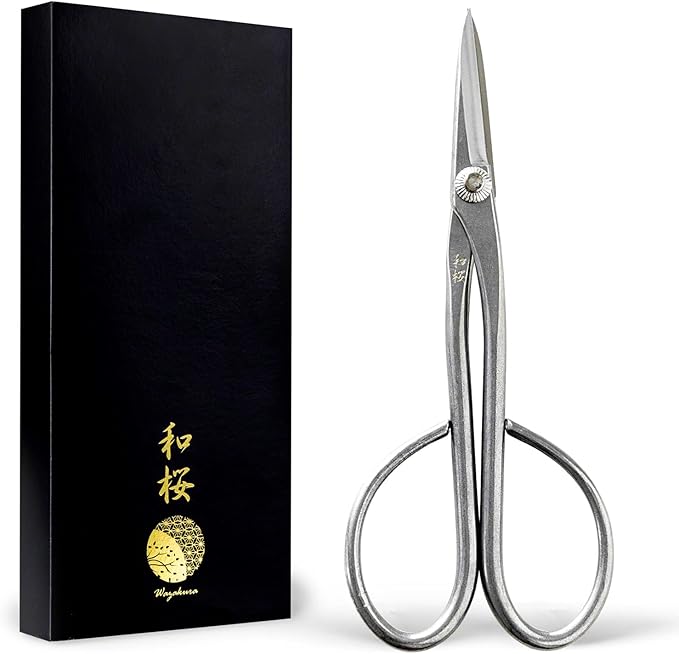 Wazakura Yasugi Stainless Steel Made in Japan Satsuki Bonsai Scissors 7.09" (180 mm), Hasami Pruning and Trimming Shears, Japanese Gardening Tools - Yasugi Stainless Steel Satsuki