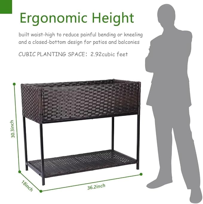 WONDER GARDEN Raised Garden Bed-Planter Box - Elevated Raised Garden Beds Outdoor with Legs & Storage Shelf for Vegetables Flower Herb Backyard Patio