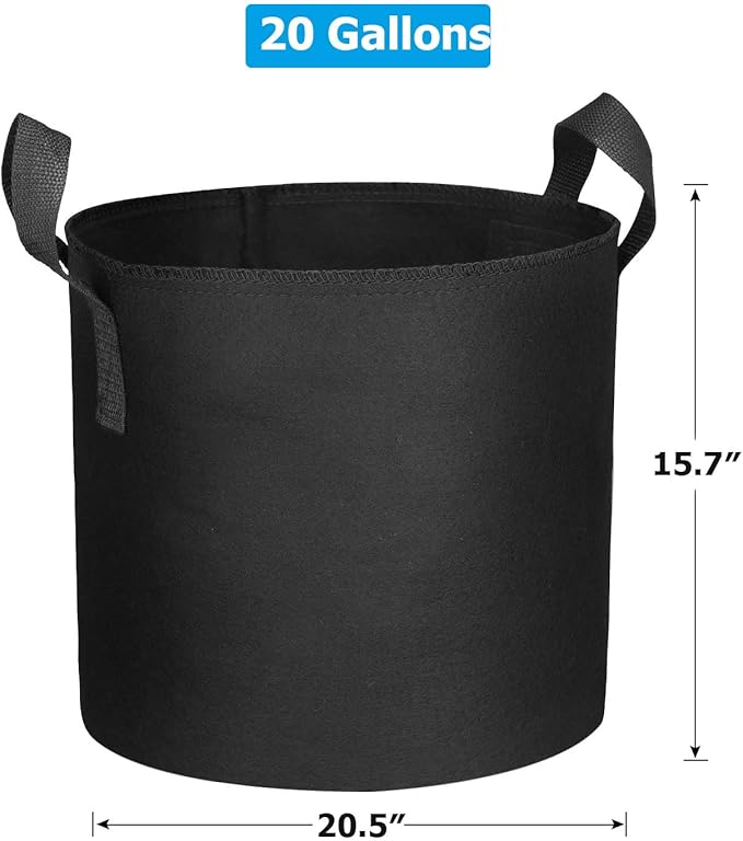 12 Packs 20 Gallon Grow Bags, Heavy Duty 300G Thickened Nonwoven Fabric Plant Pots with Handle